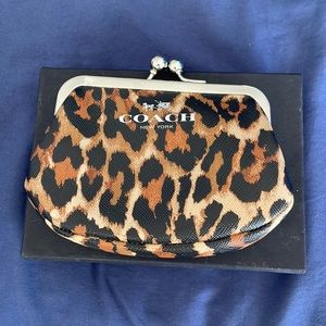 Coach leather leopard print change purse! Good Condition!